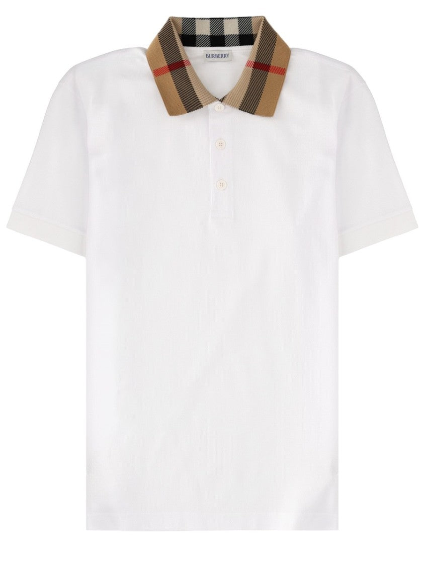 Burberry Slim Fit Check Collar Cotton Polo Shirt