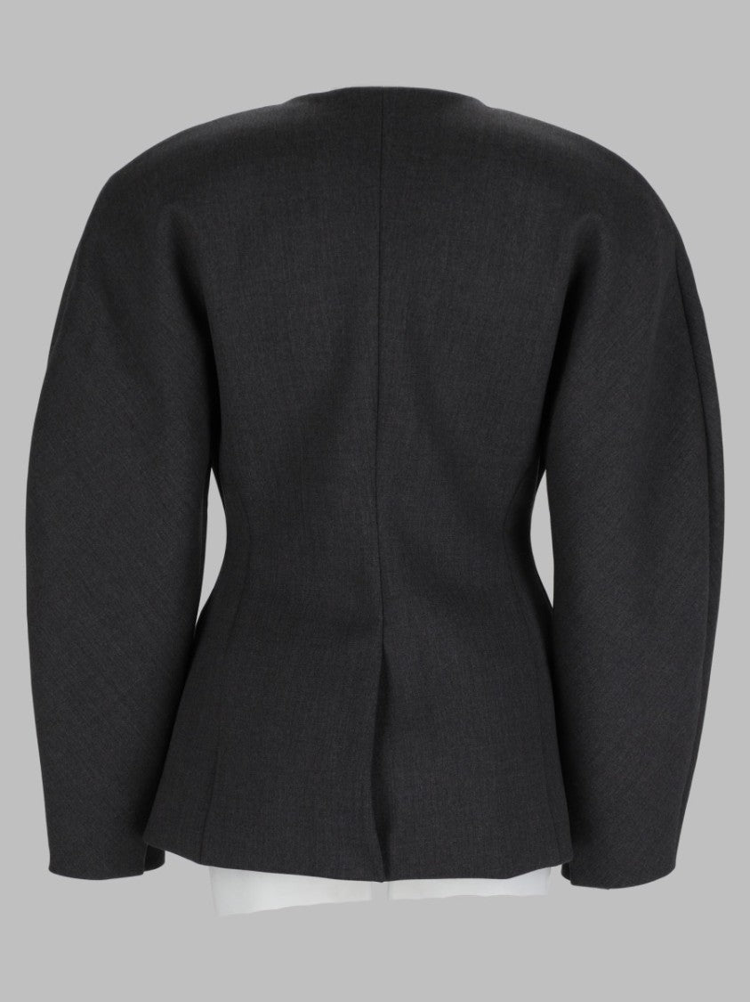 Jacquemus Charcoal Voluminous-Sleeve Viscose-Blend Jacket