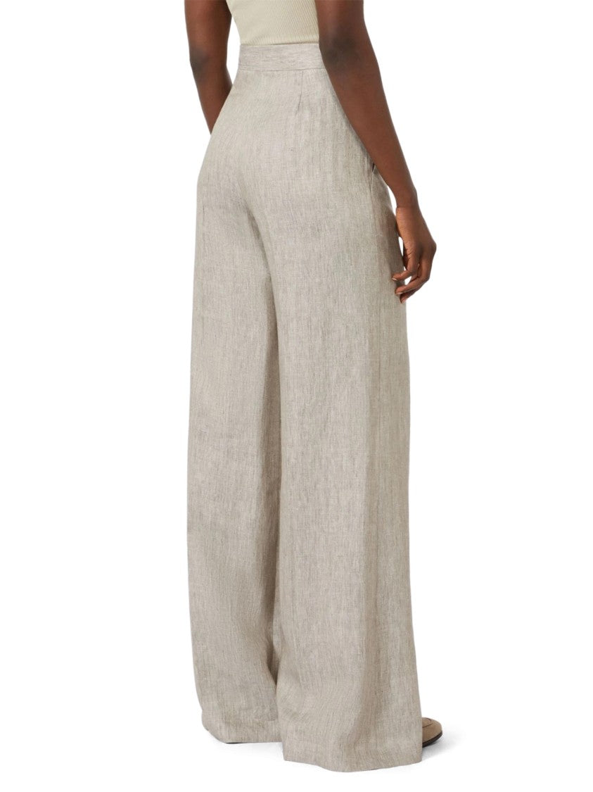 Max Mara Wide-Leg Linen Trousers With High Waist