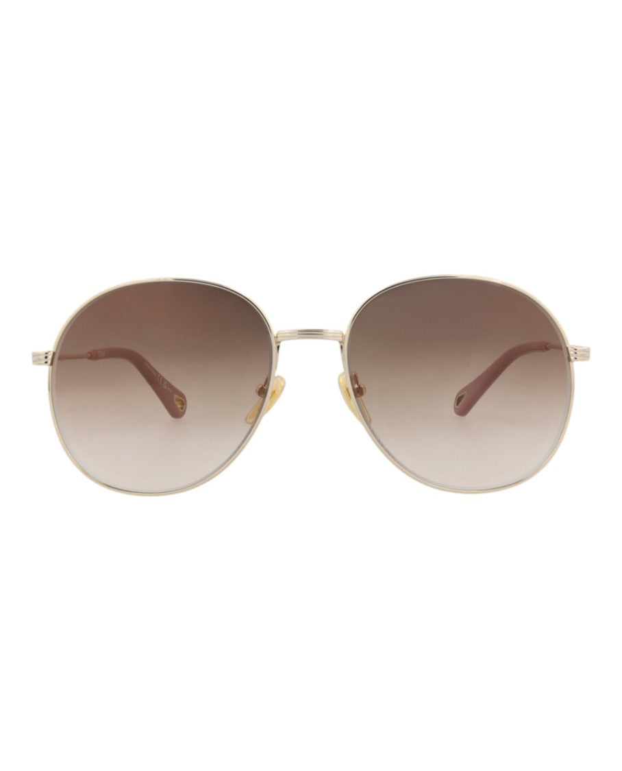 Chloé Round-Frame Metal Sunglasses