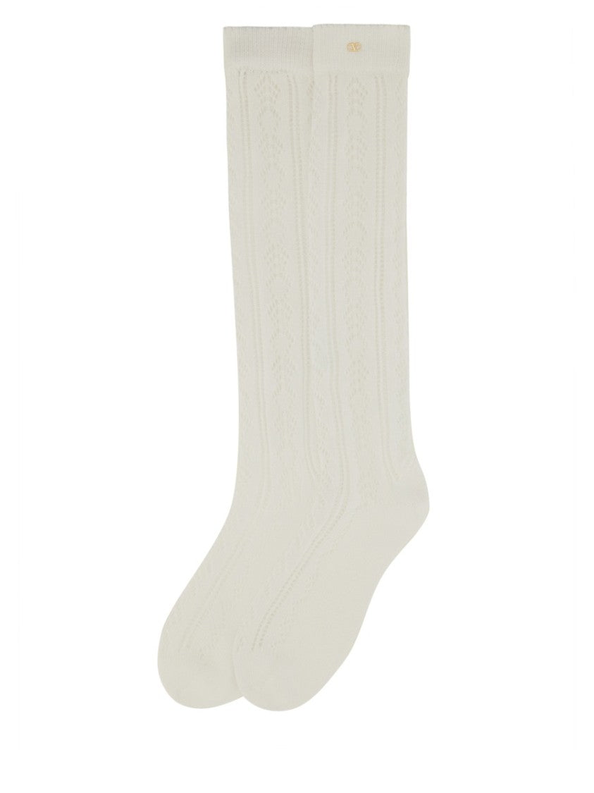 Valentino Long Socks With Textured Finish