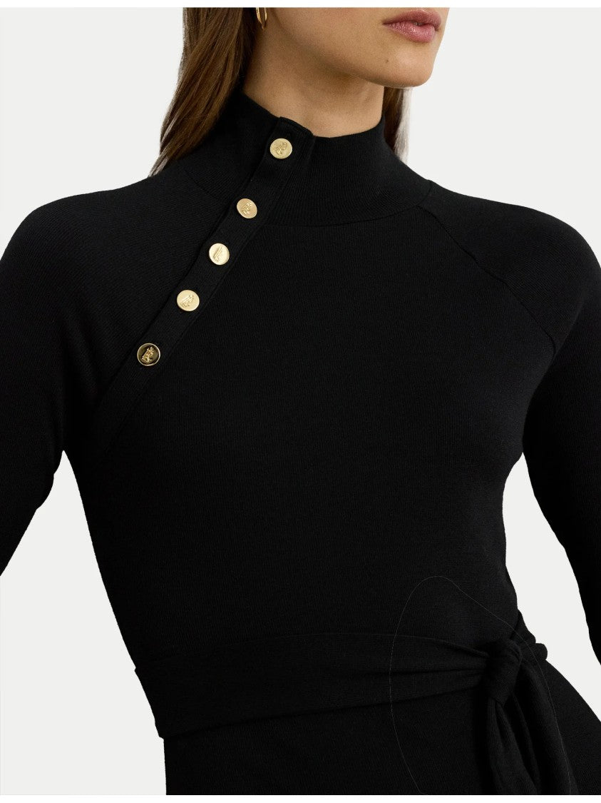 Lauren Ralph Lauren Fitted Black Long Sleeve Dress