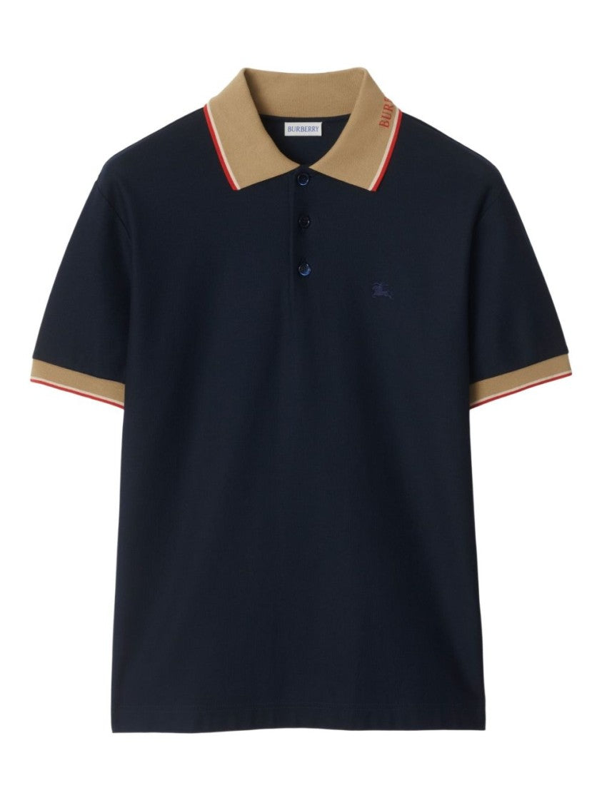 Burberry Navy Blue Polo With Equestrian Knight Motif