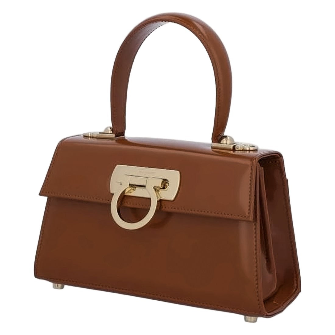 Ferragamo Structured Smooth Calfskin Leather Tote Bag