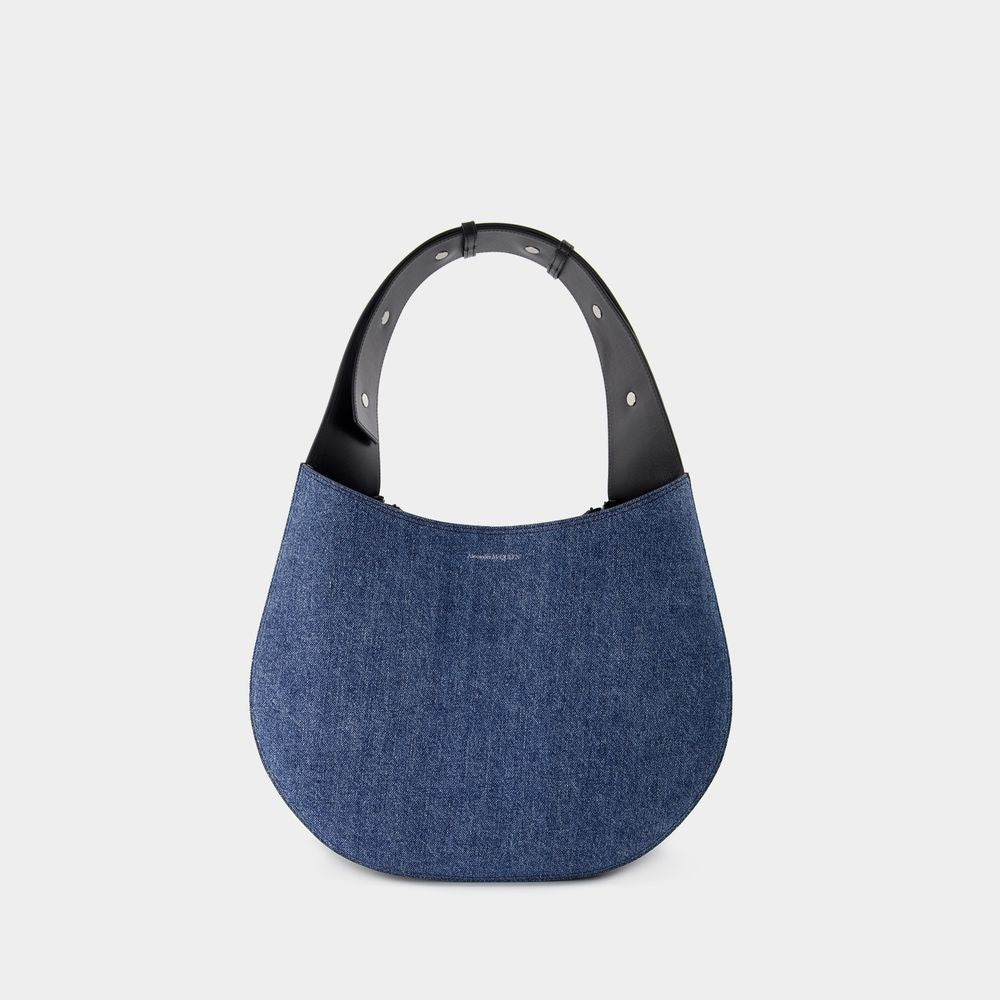 Alexander Mcqueen The Skull Hobo Bag - Denim - Blue