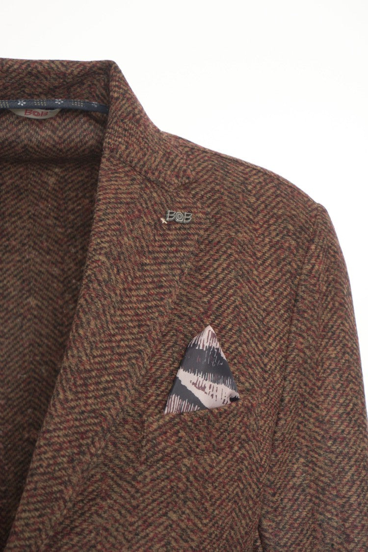 Bob Houndstooth Pattern Blazer With Single-Button Closure And Tailored Fit