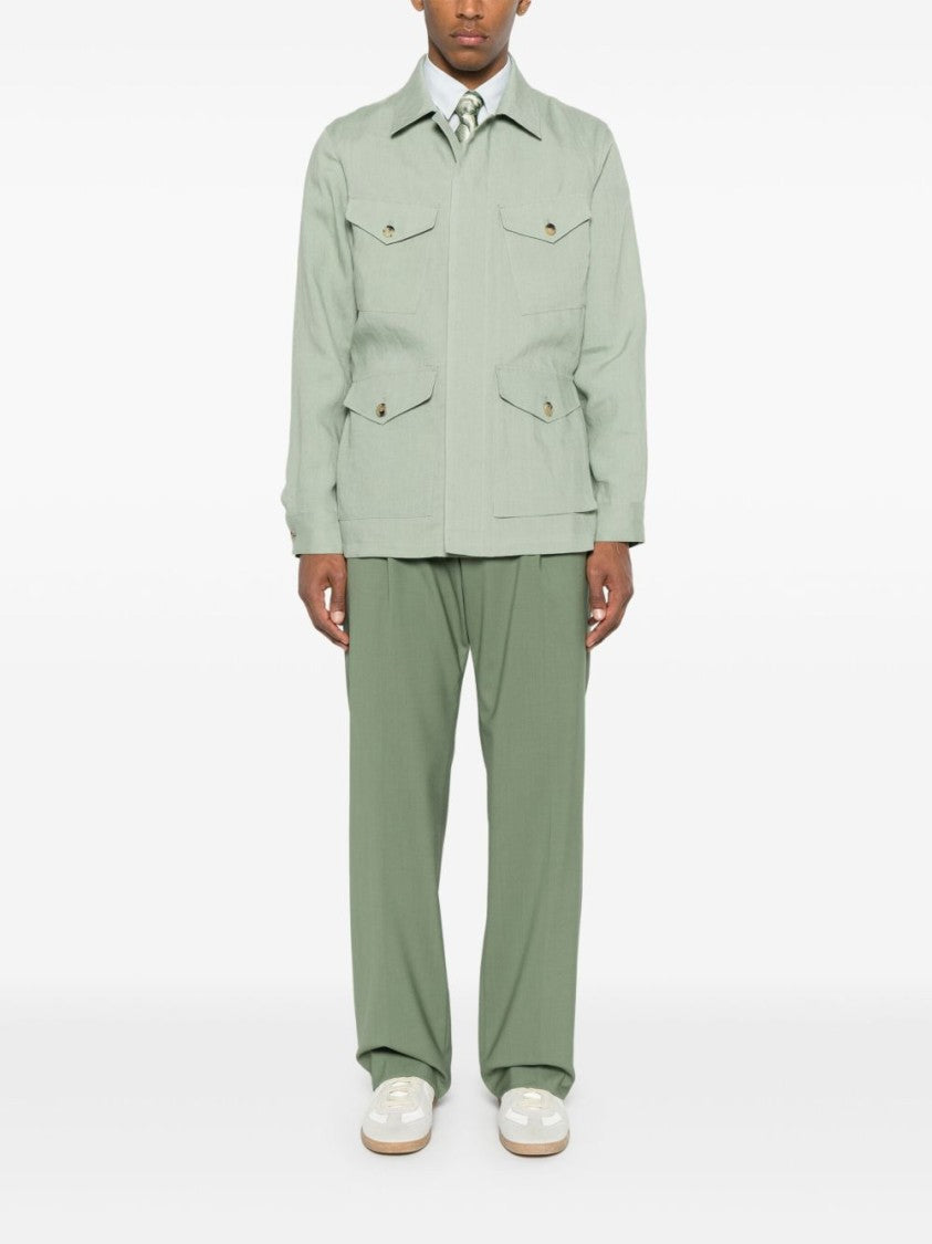 Paul Smith Sage Green Casual Jacket With Classic Collar