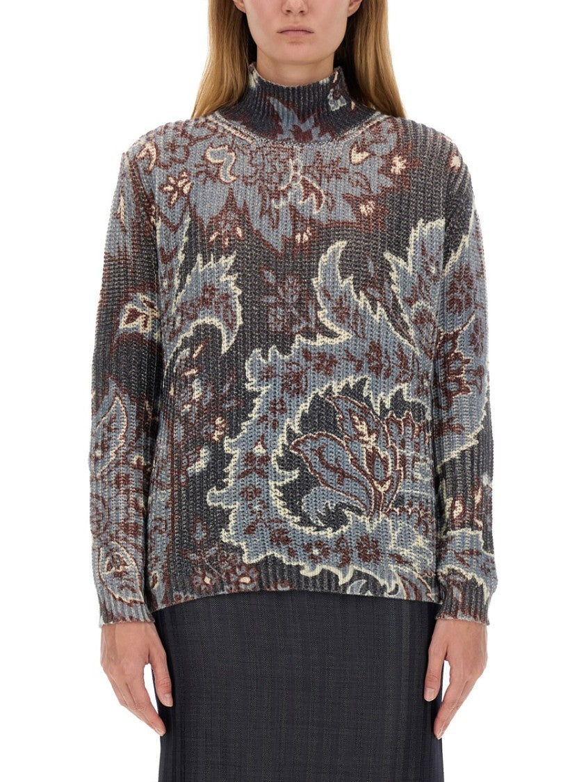 Etro Oversized Floral Pattern Wool Sweater