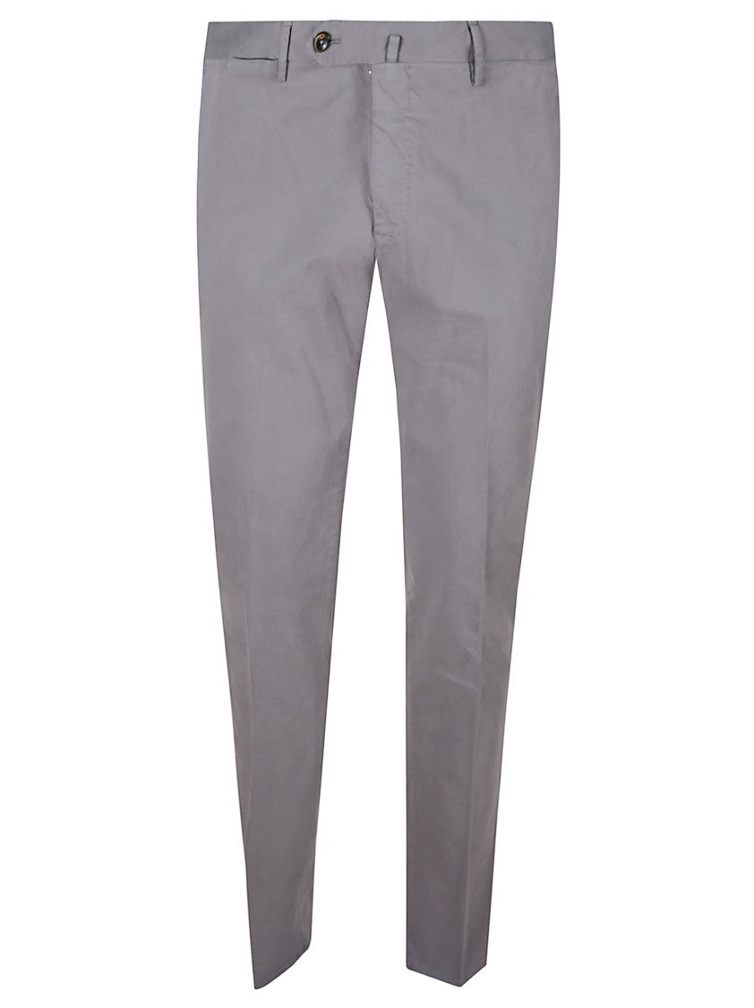 Pt Torino Slim Tailored Grey Trousers With Clean Front
