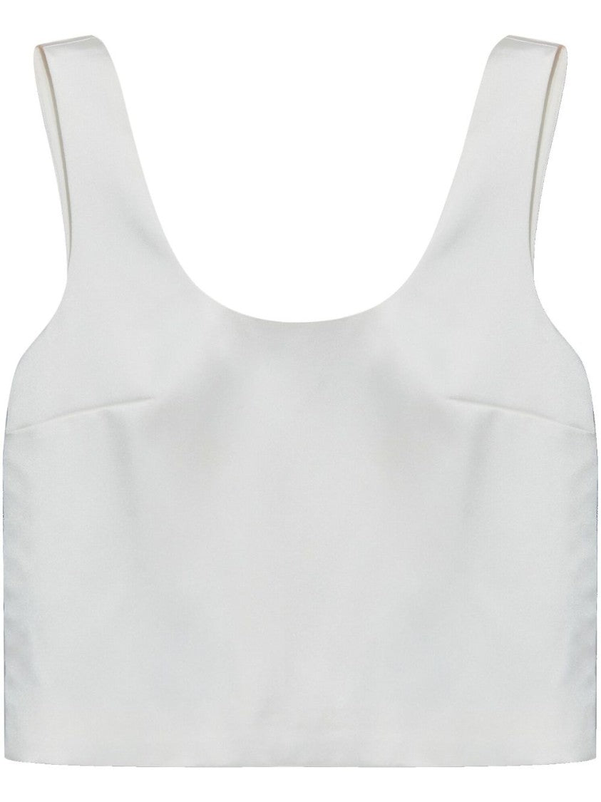 Self-Portrait Satin Top With Wide Neckline