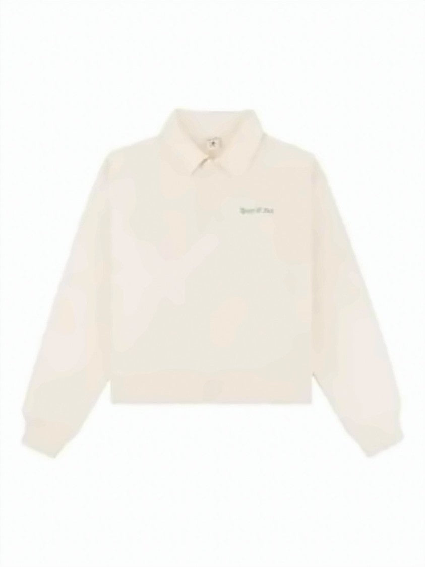 Sporty And Rich Cropped Long-Sleeve Polo Shirt With Classic Collar