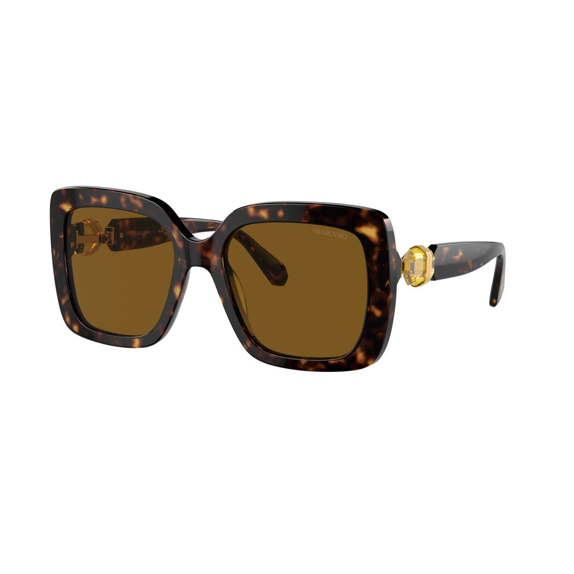 Swarovski 0Sk6001 Oversized Tortoiseshell Square Sunglasses With Golden Accents