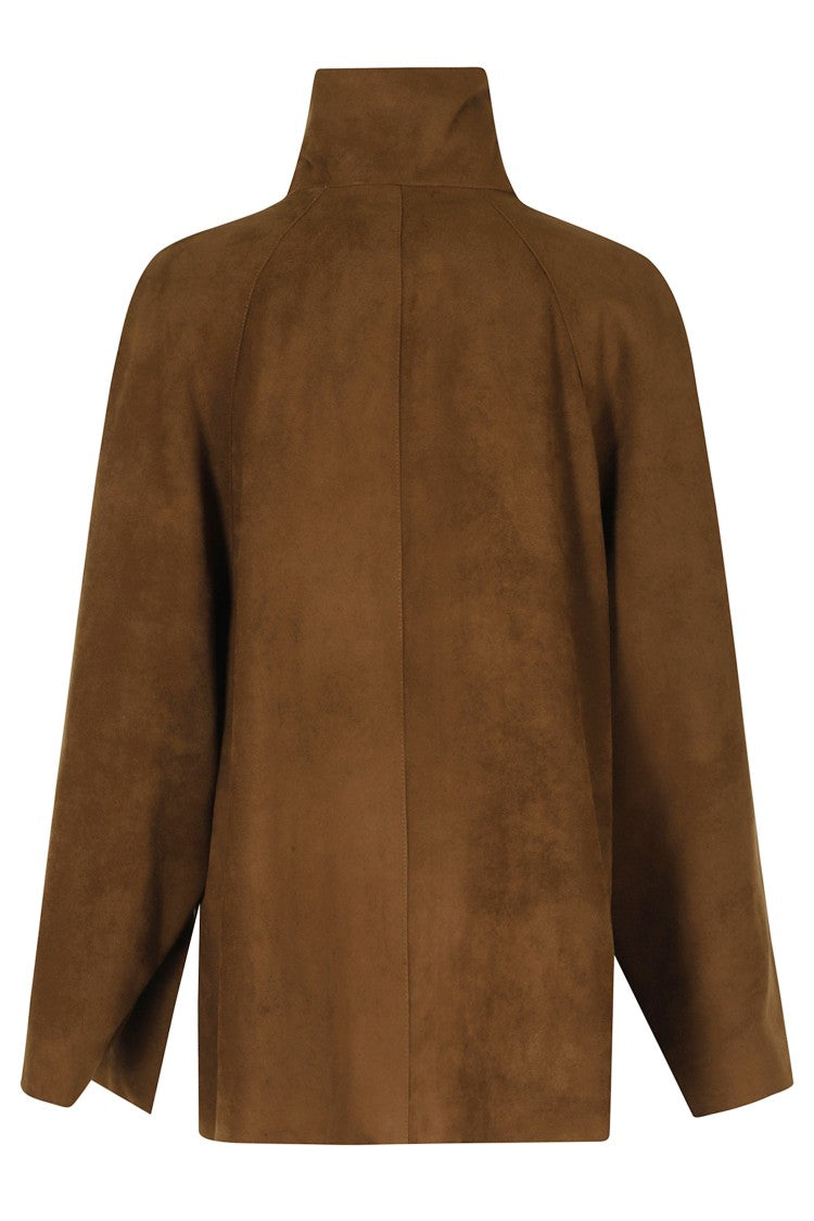Alysi Khaki Dainetto Suede Trim High-Neck Jacket