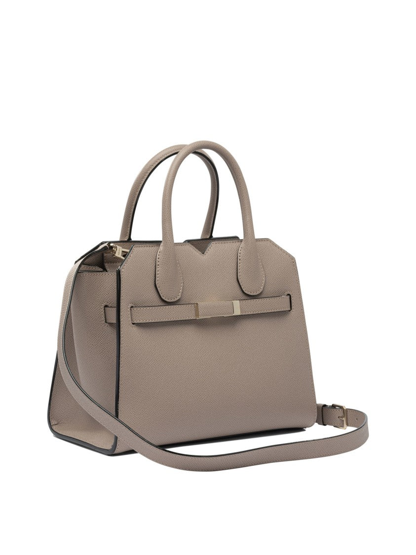 Valextra Structured Grey Calf Leather Mini Handbag