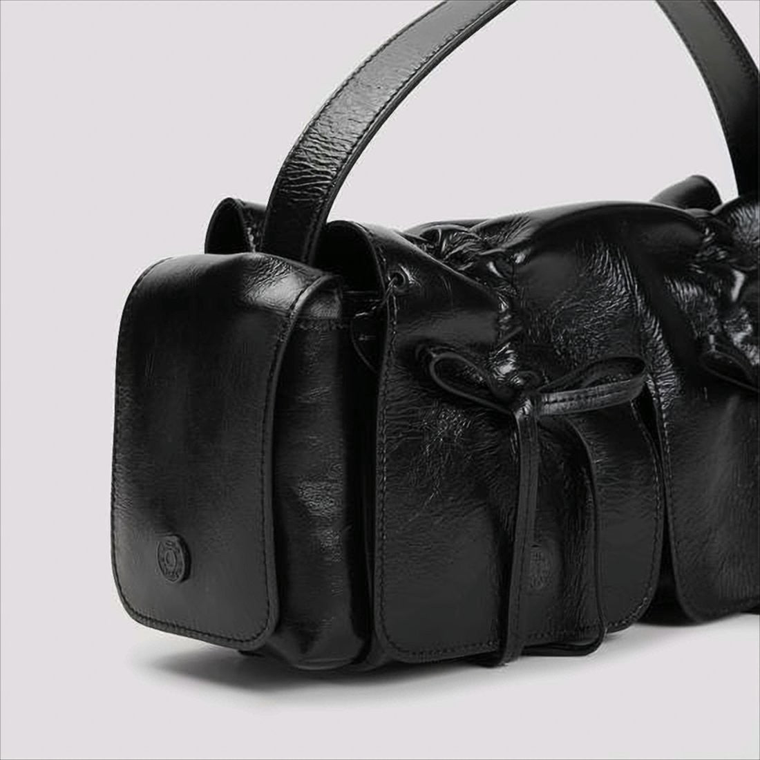 Acne Studios Sleek Calf Leather Tote Bag With Flap Pockets