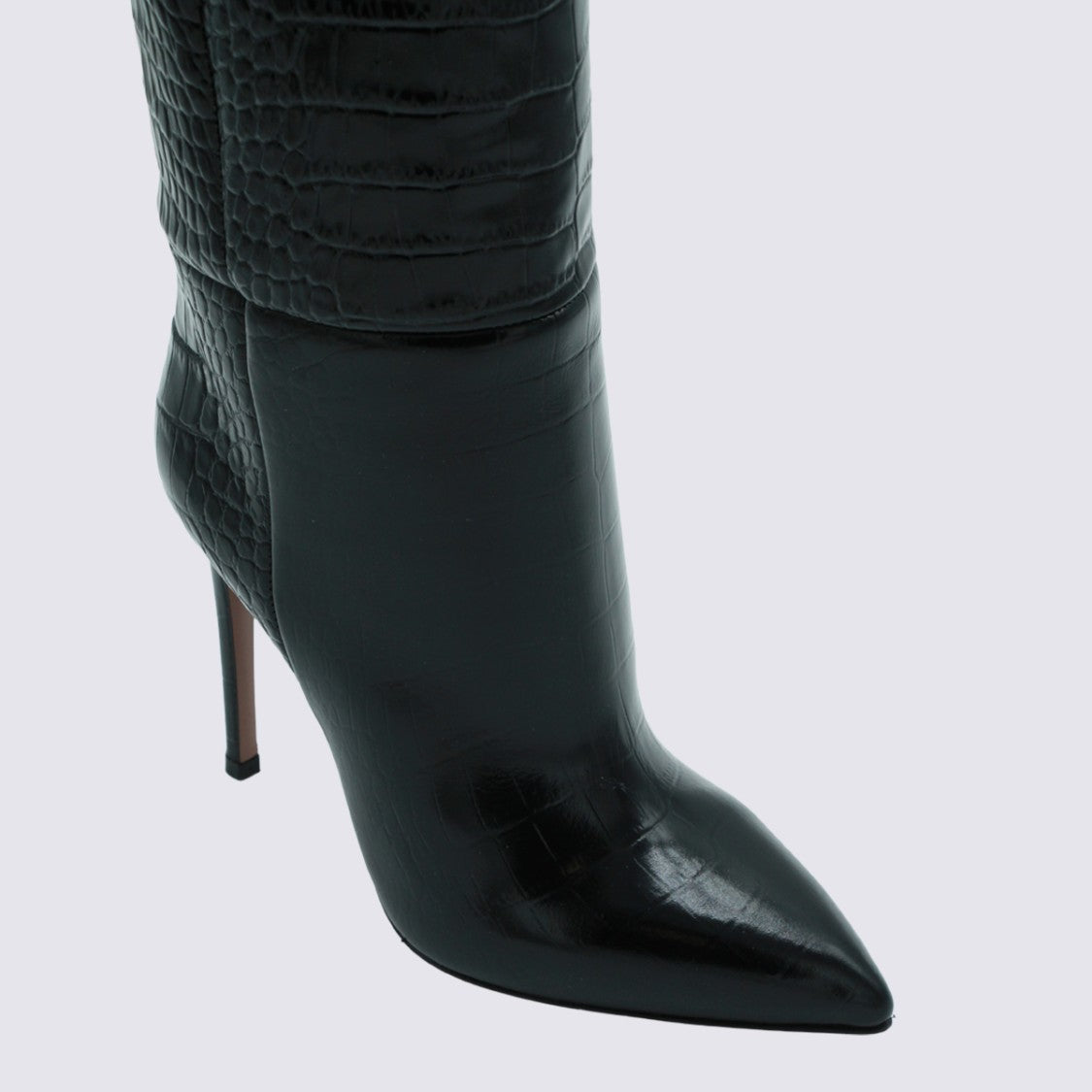 Paris Texas Knee-High Stiletto Boots With Textured Crocodile Pattern