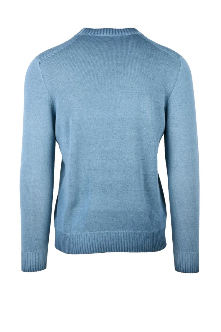 Luigi Gentile Cotton Crew Neck Sweater - Light Blue
