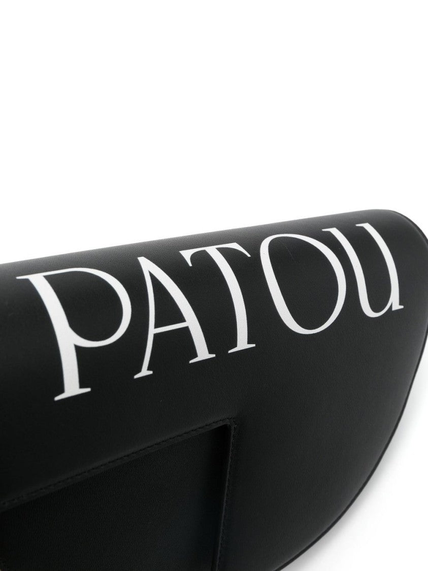 Patou Half-Moon Black Calf Leather Shoulder Bag