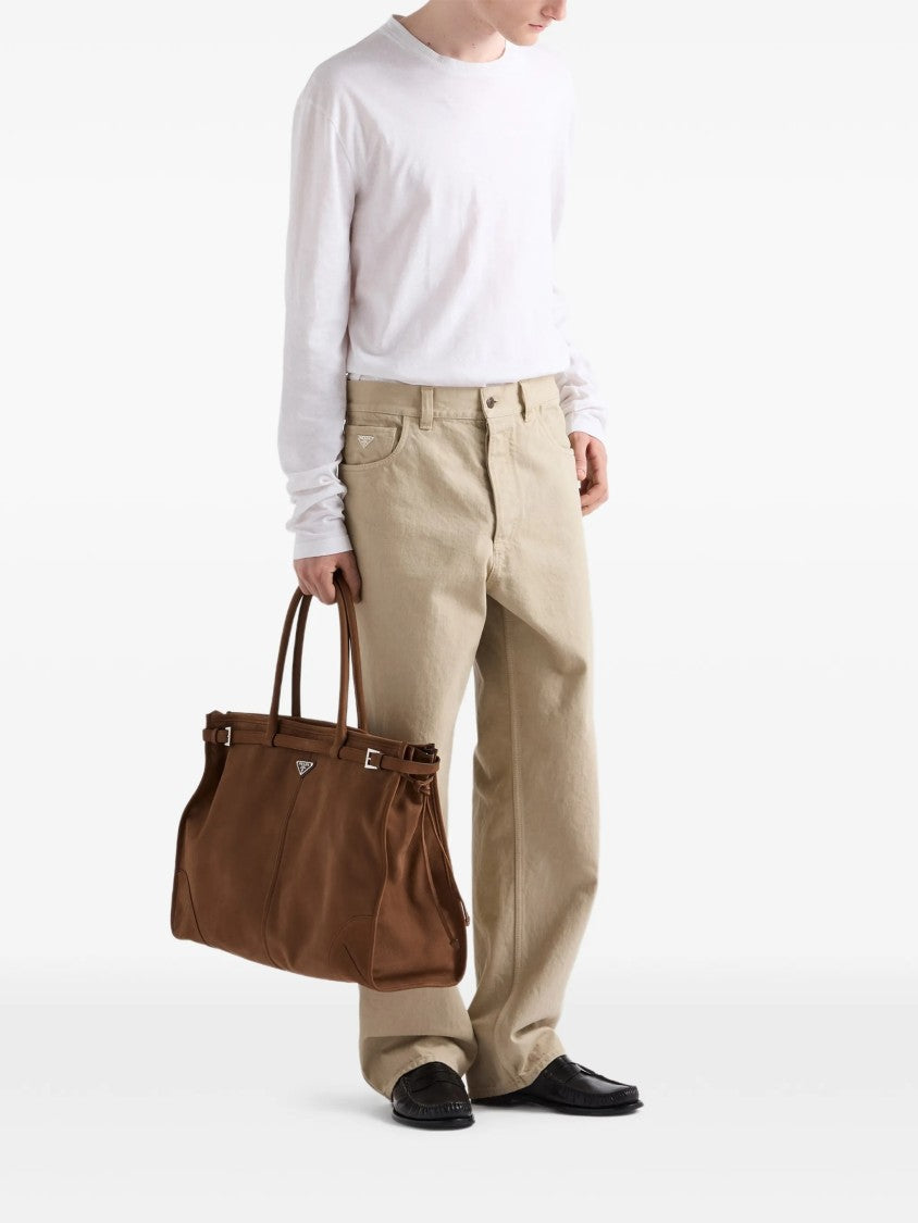 Prada Wide-Leg Casual Pants With Classic Five-Pocket Styling