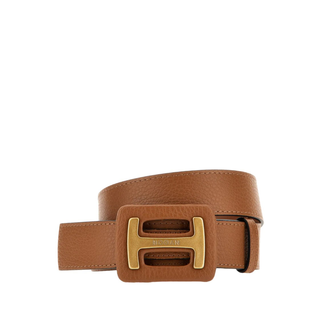 Hogan Textured Leather Belt With Gold-Toned 'H' Buckle