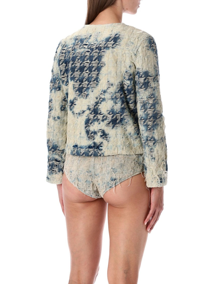 Diesel Light Blue Distressed Cotton Denim Jacket