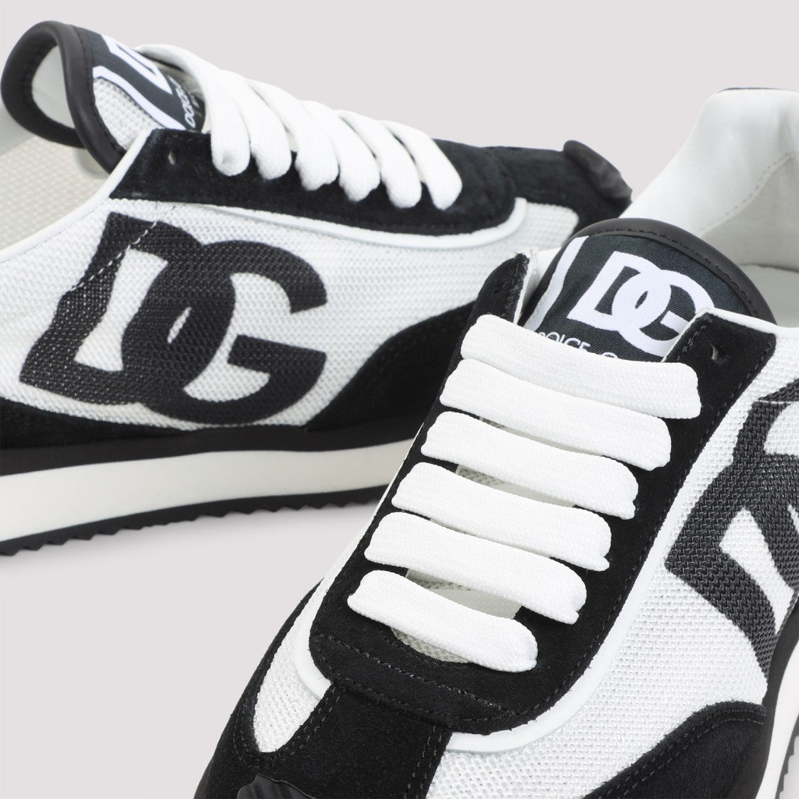Dolce & Gabbana White Black Calf Leather Sneakers