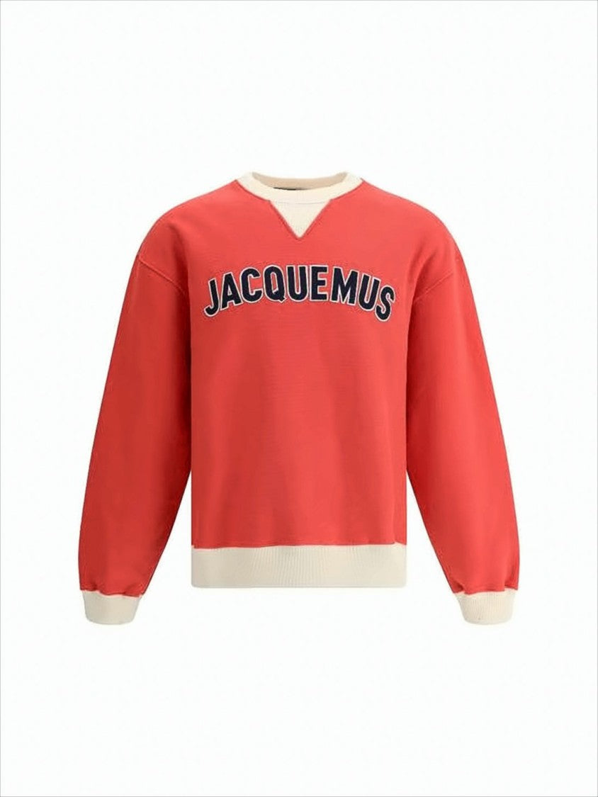 Jacquemus Long-Sleeve Sweatshirt With Arched Logo And Ribbed Accents