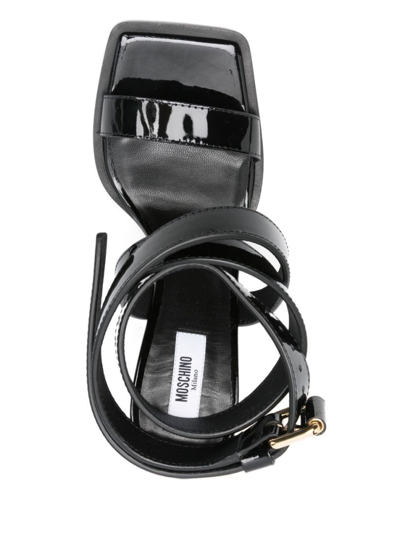 Moschino Black Leather Sandals