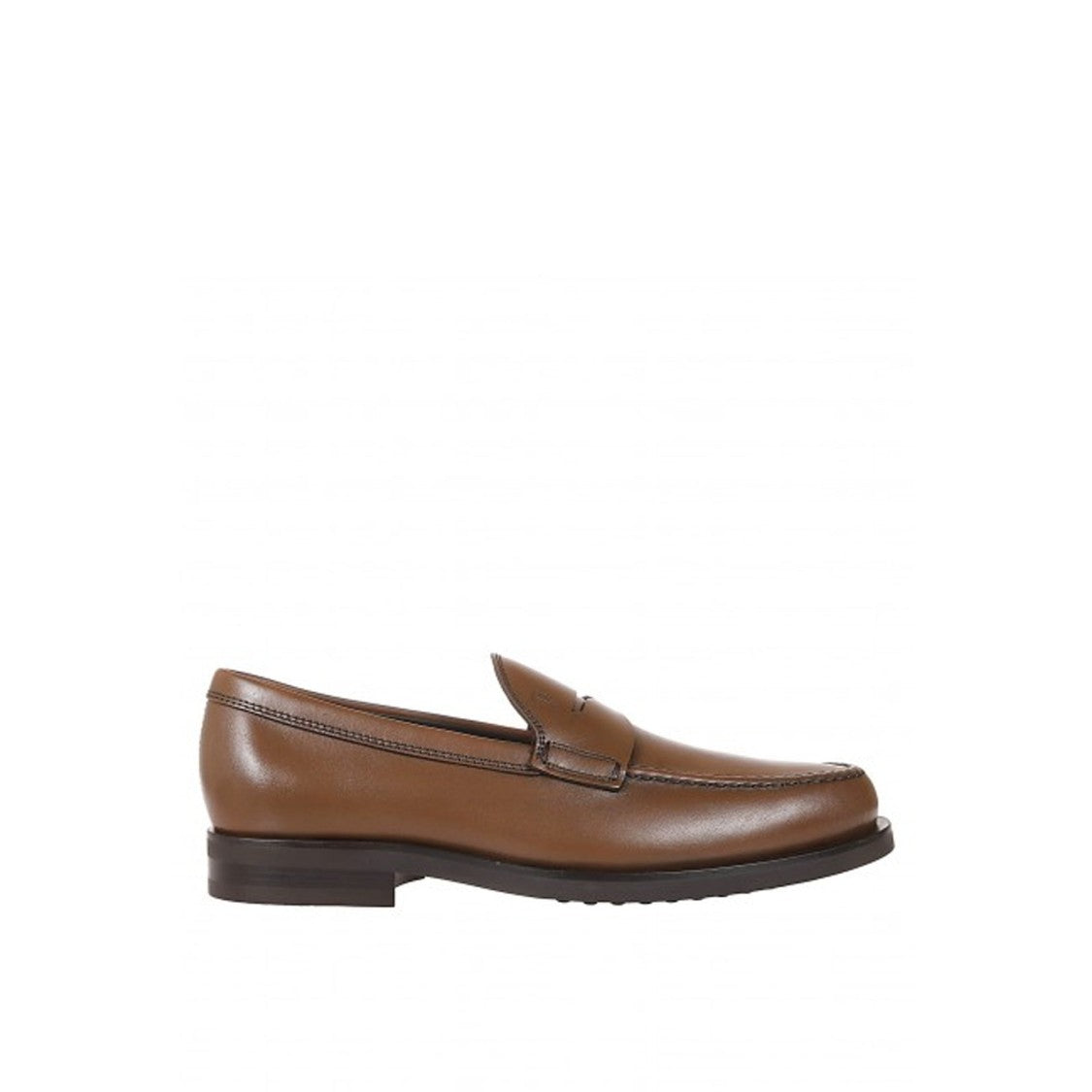 Tod's Brown Calf Leather Loafers With Embossed Monogram