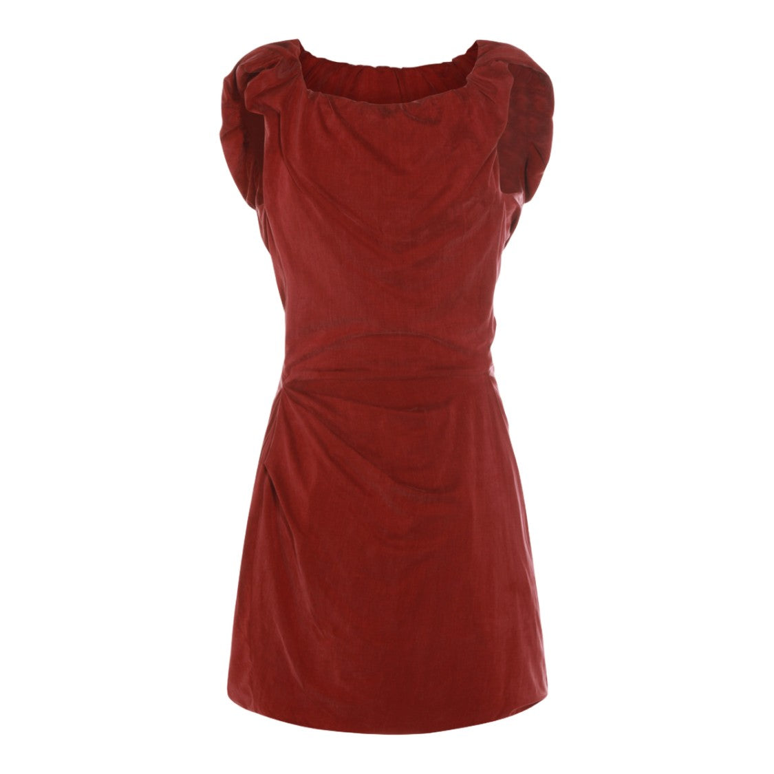 Vivienne Westwood Ruched Deep Red Mini Dress With Neckline