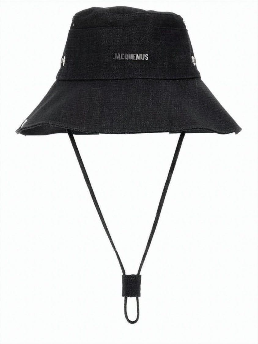 Jacquemus Wide-Brimmed Bucket Hat With Adjustable Chin Strap And Logo