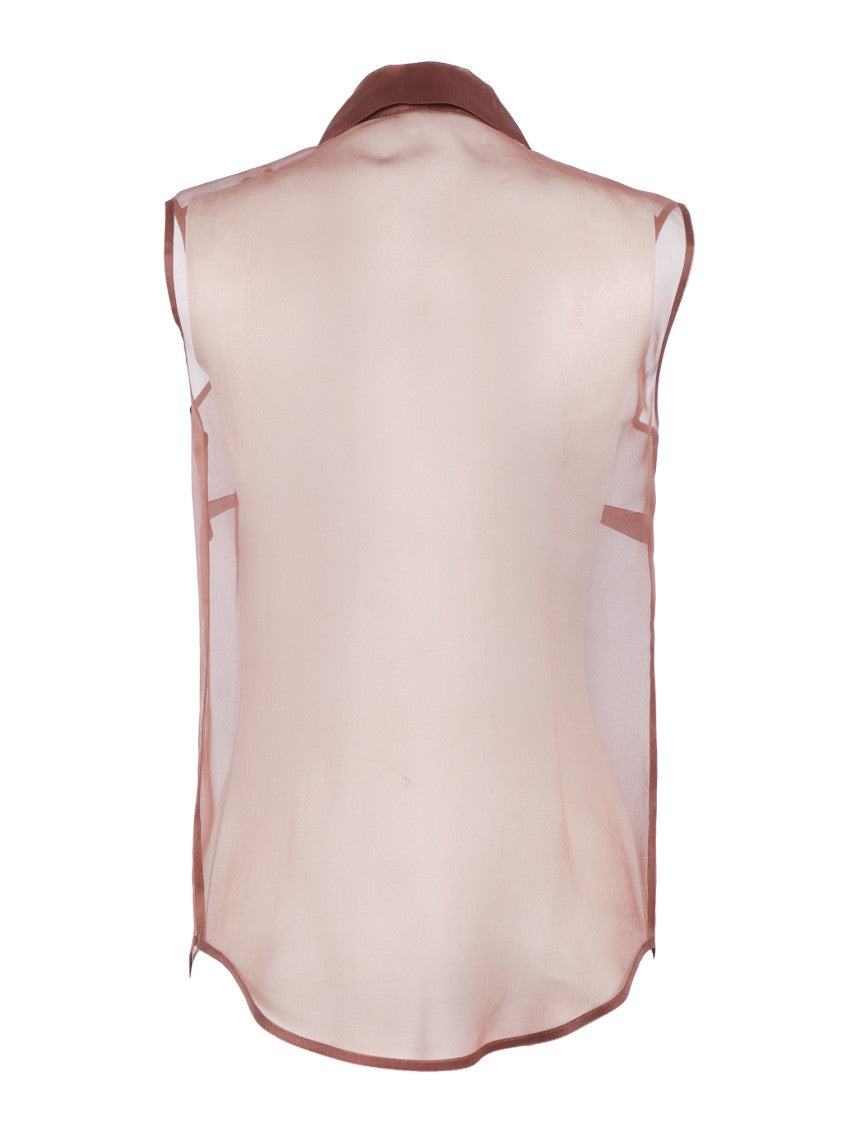 P.A.R.O.S.H. Sleeveless Silk Layered Tulle Blouse