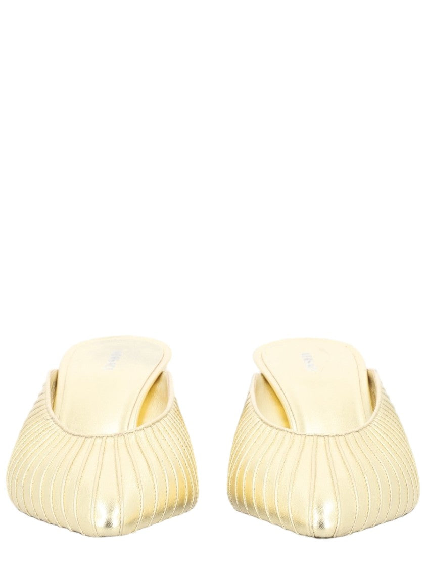 Versace Gold Metallic Pleated Leather Sandals