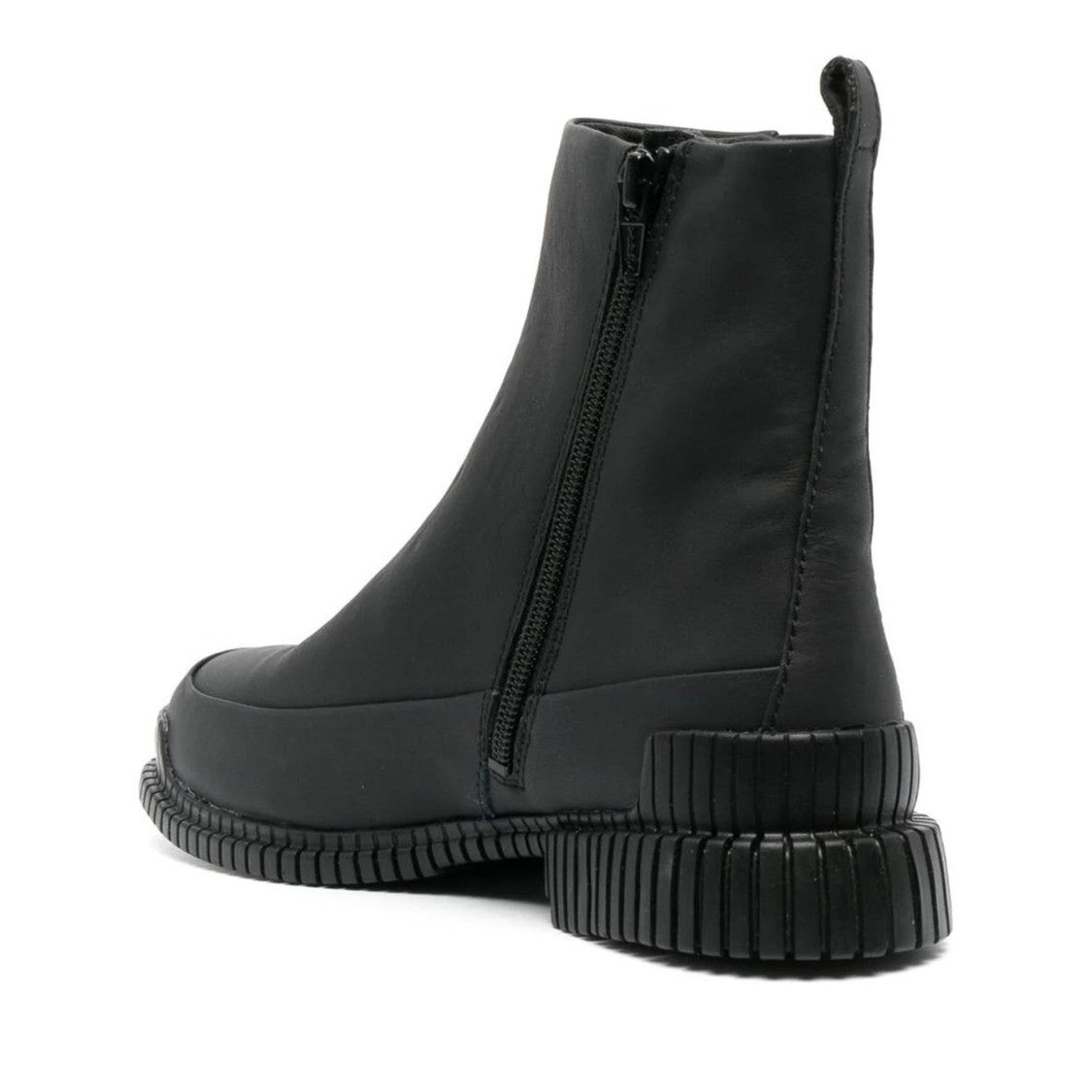 Camper Black Pix Minimalist Flat Rubber Sole Leather Ankle Boots