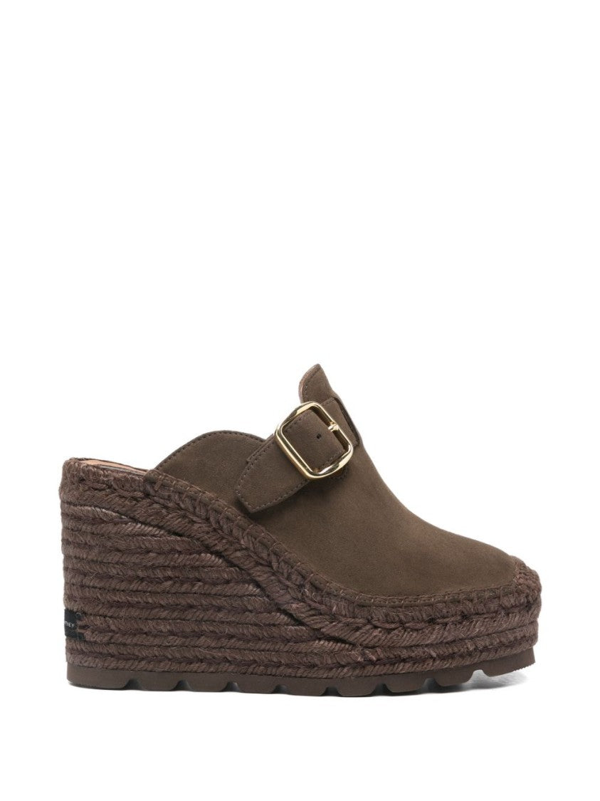Stella Mccartney Closed-Toe Wedge Sandals With Braided Rope Detail