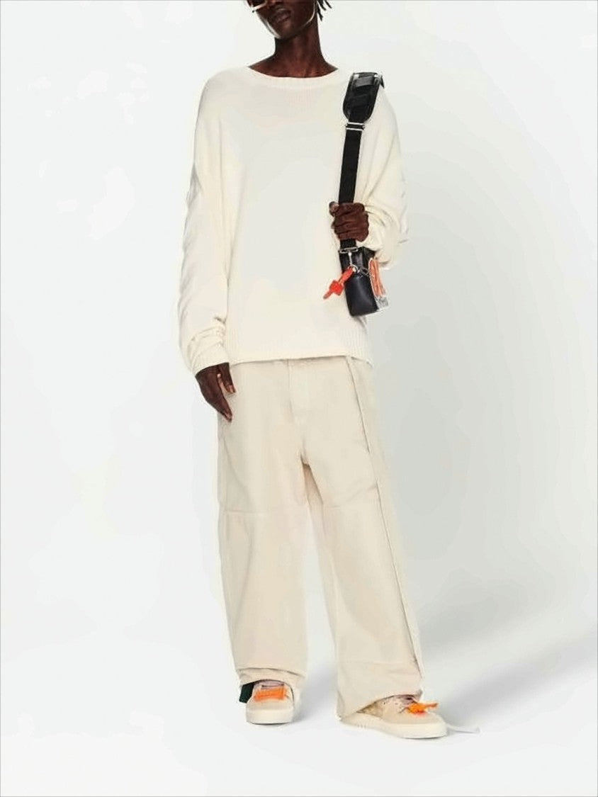 Off-White Relaxed Fit Knit Sweater With Textured Arrow Motif