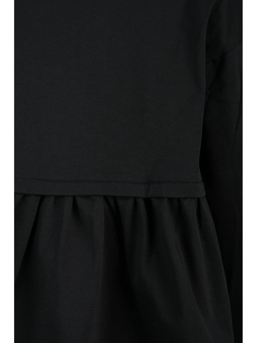Gio.Tta Black Cotton Elastane Women's Cropped Sweatshirt