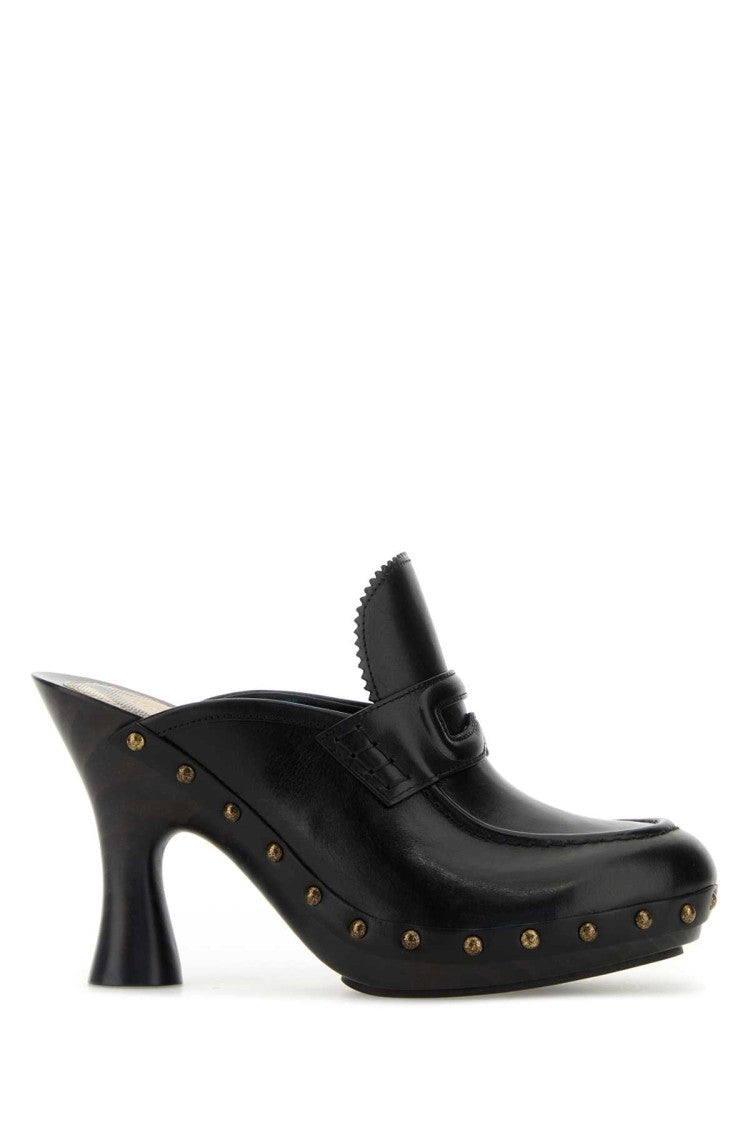 Burberry Black Leather Mules