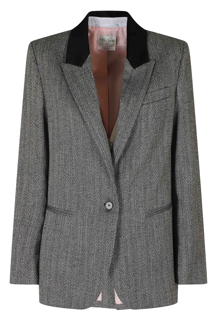 Forte Forte Black Velvet Collar Chevron Polyester-Blend Blazer