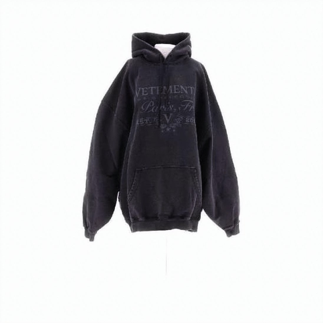 Vetements Oversized Hoodie With Subtle Logo Print And Kangaroo Pocket