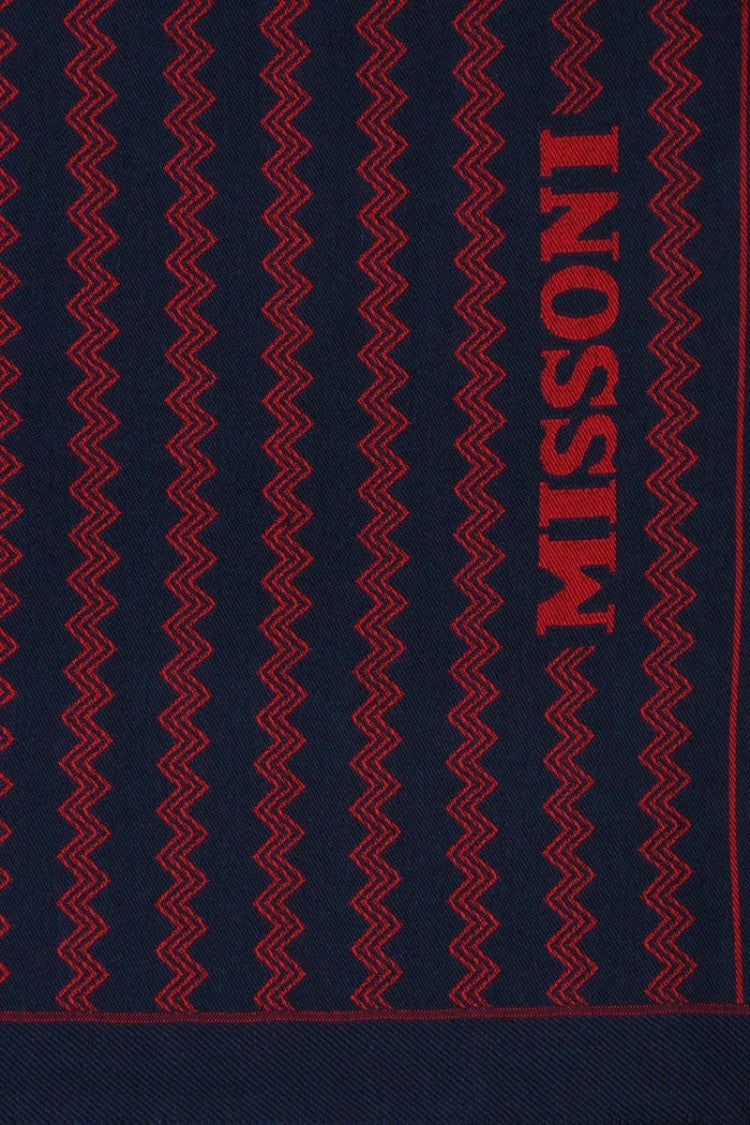 Missoni Blue Red Wool Scarf