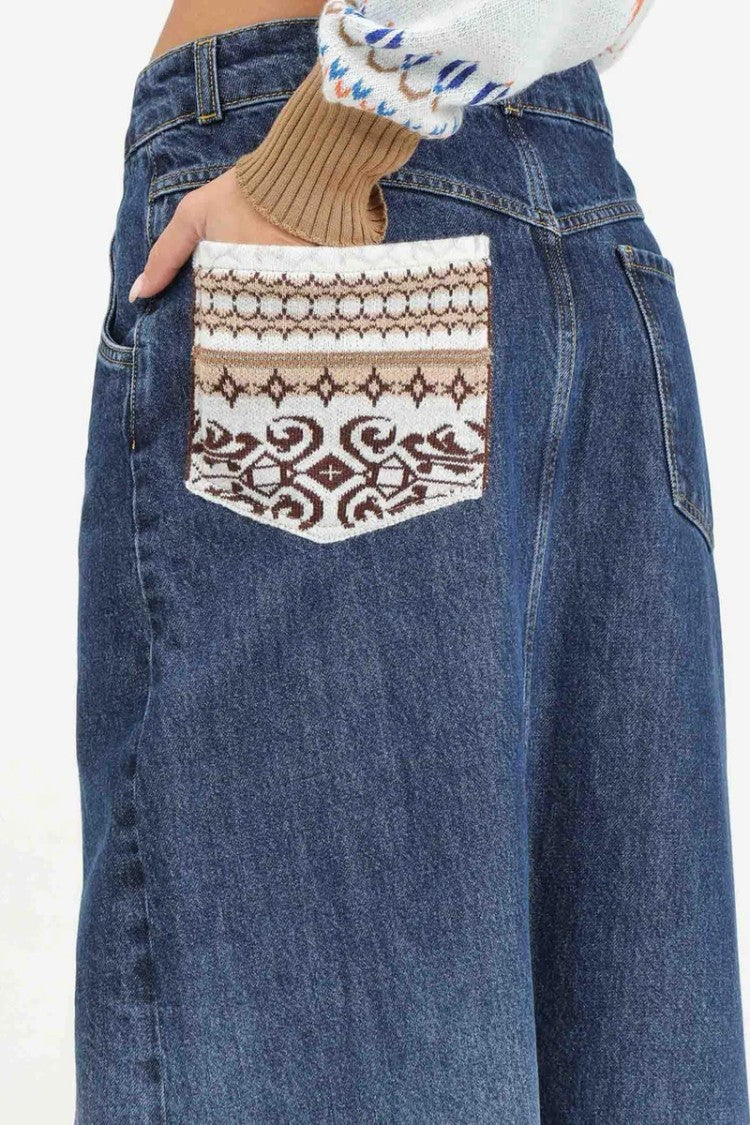 Akep Long Denim Skirt - Blue