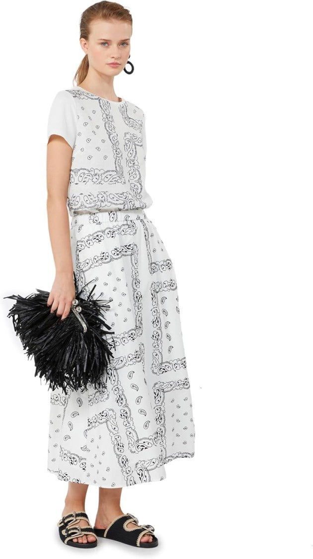Max Mara White Polyethylene Pleated Midi Skirt
