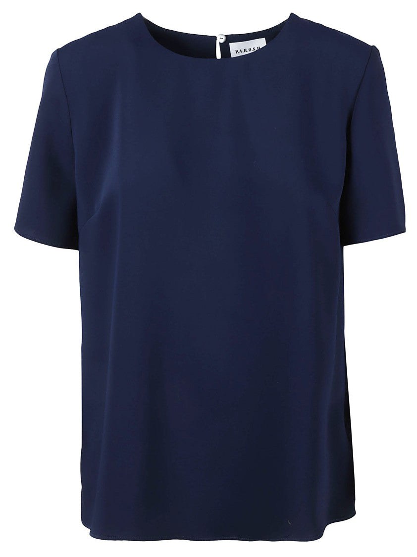 P.A.R.O.S.H. Blue Blouse With Subtle Split Detail