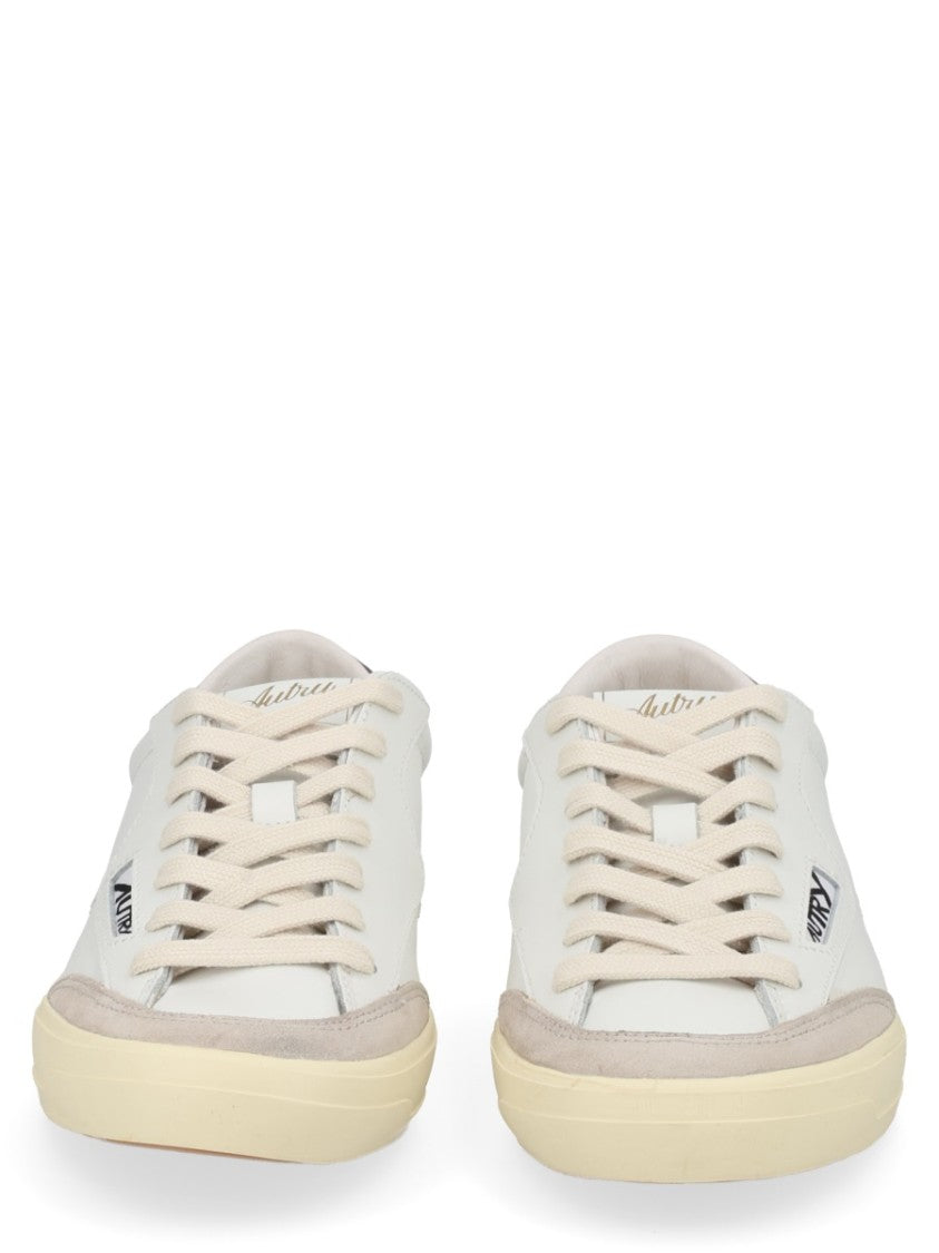 Autry White Low-Top Leather Suede Sneakers