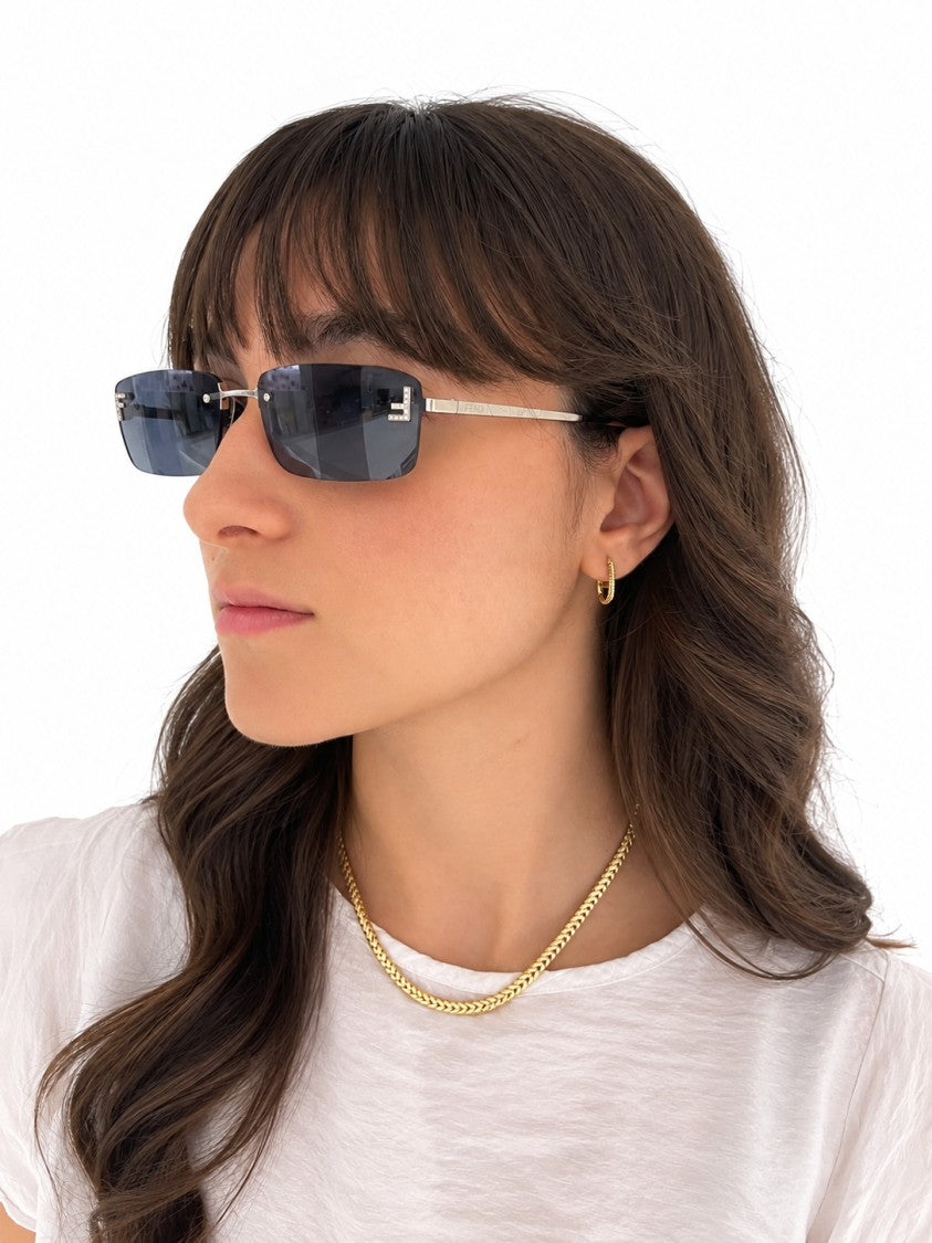 Fendi Silver Fendi First Crystal Fe4172us Metal Sunglasses