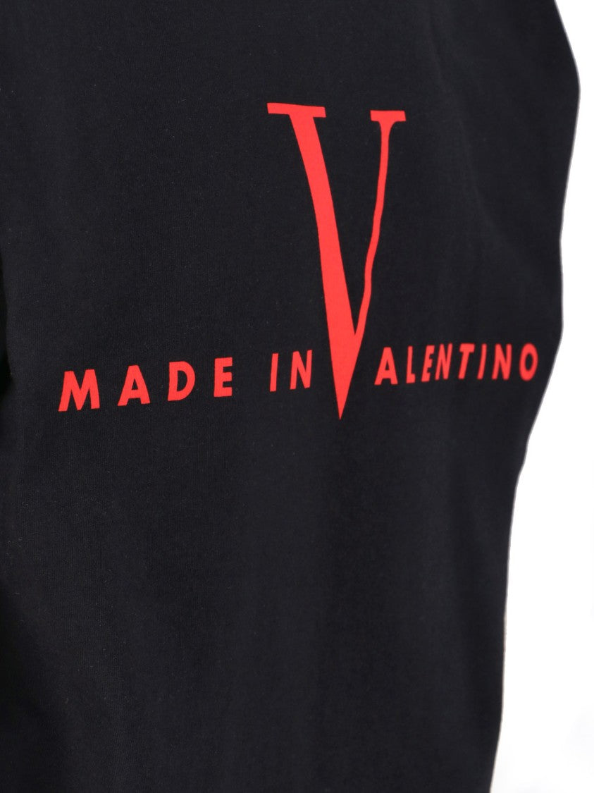 Valentino Contrast Print Black Cotton T-Shirt