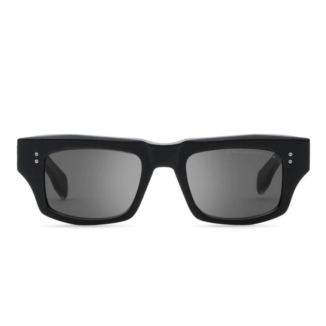 Dita Cosmohacker Rectangular Black Sunglasses With Glossy Finish