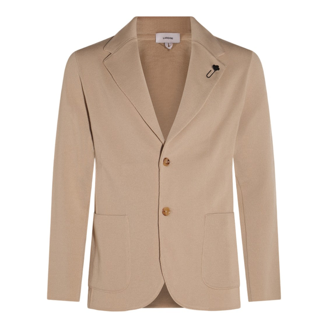 Lardini Tailored Brown Blazer With Textured Fabric And Floral Pin