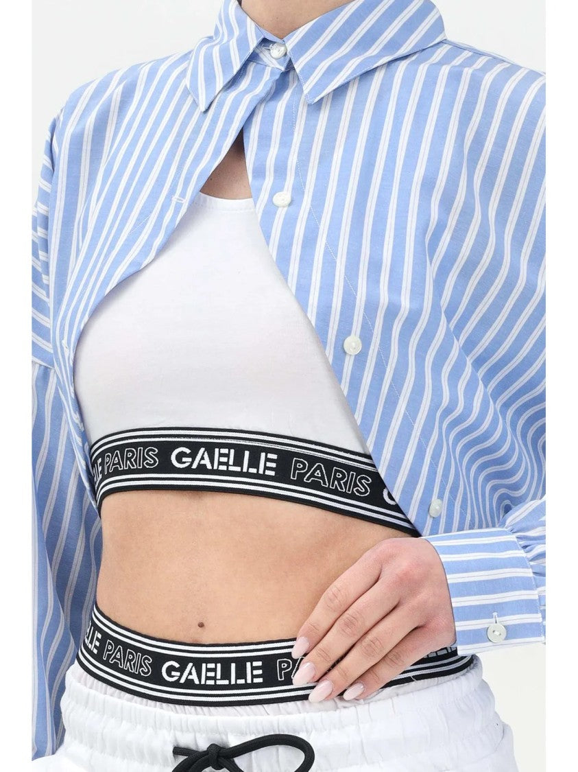 Gaëlle Light Blue White Cotton Polyester Shirt